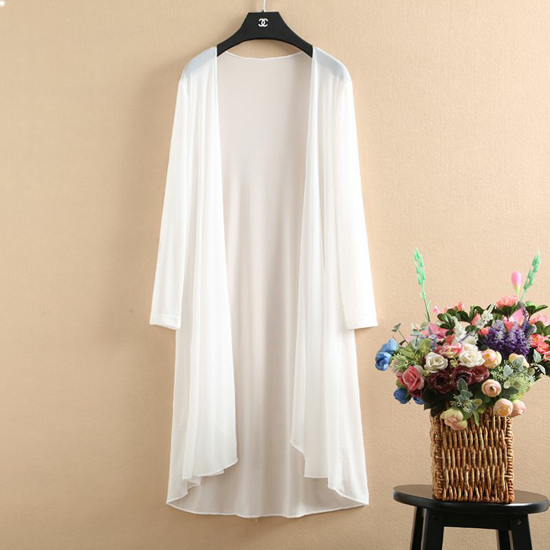 防晒衣冰丝网纱披肩女外搭开衫中长款夏薄大码上衣外套披风空调衫