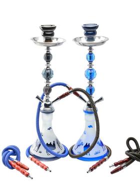 现货新款阿拉伯水烟中号壶三珠金属高档ktv酒吧玻璃烟斗shisha