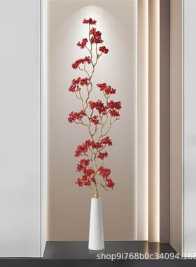客厅红水晶发财树大型摆件玄关电视柜旁落地竖高招财高档乔迁