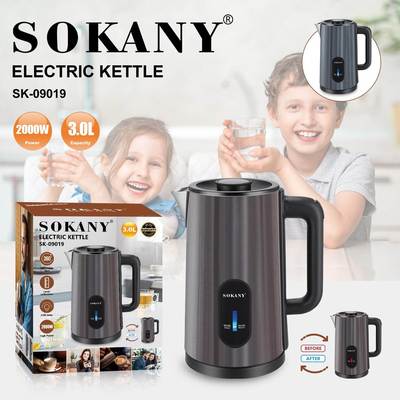 跨境SOKANY09019电水壶家用3L烧水壶防干烧热水壶ELECTRIC KETTLE