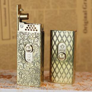 佐罗ZORRO煤油打火机上推自动点火黄铜雕刻升降机芯火柴盒Z739