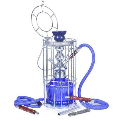 跨境货源水烟壶双管玻璃铁笼烟壶hookah shisha 速卖通