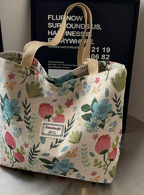 大容量国风帆布包包女新款2025通勤托特包女大学生上课单肩手提包