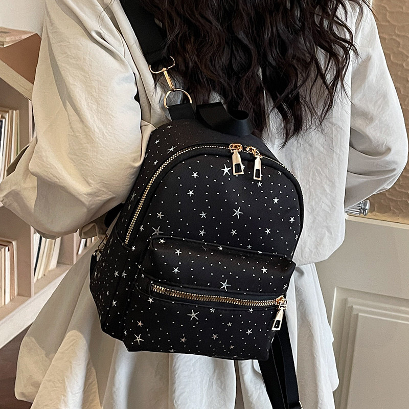 网红爆款星星印花双肩包女2026迷你小背包百搭潮流学院风书包女包