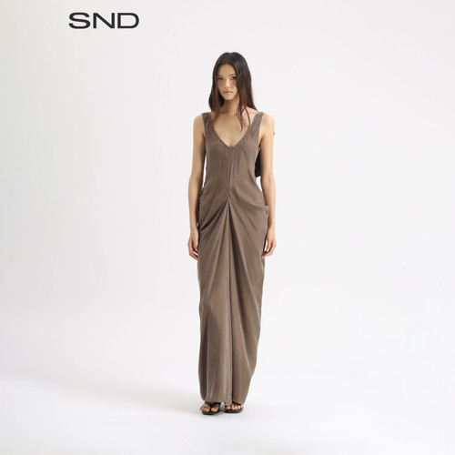 SNDAW26后拼荷叶工字背心裙