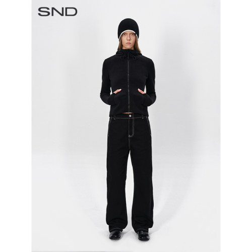 SNDAW24撞色缝线直筒工装裤