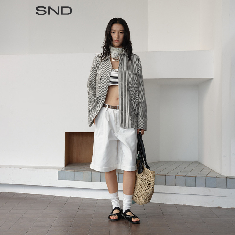 【RETNELLAG 设计师品牌】SND SS26 山核桃条纹工装外套女款