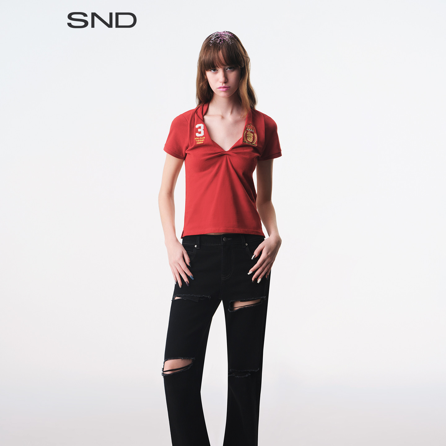 SNDSS26扭结解构Polo衫女款图片