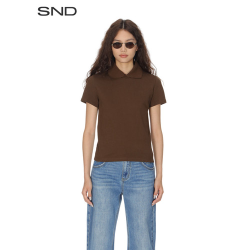 SNDAW25交叠翻领T恤女款