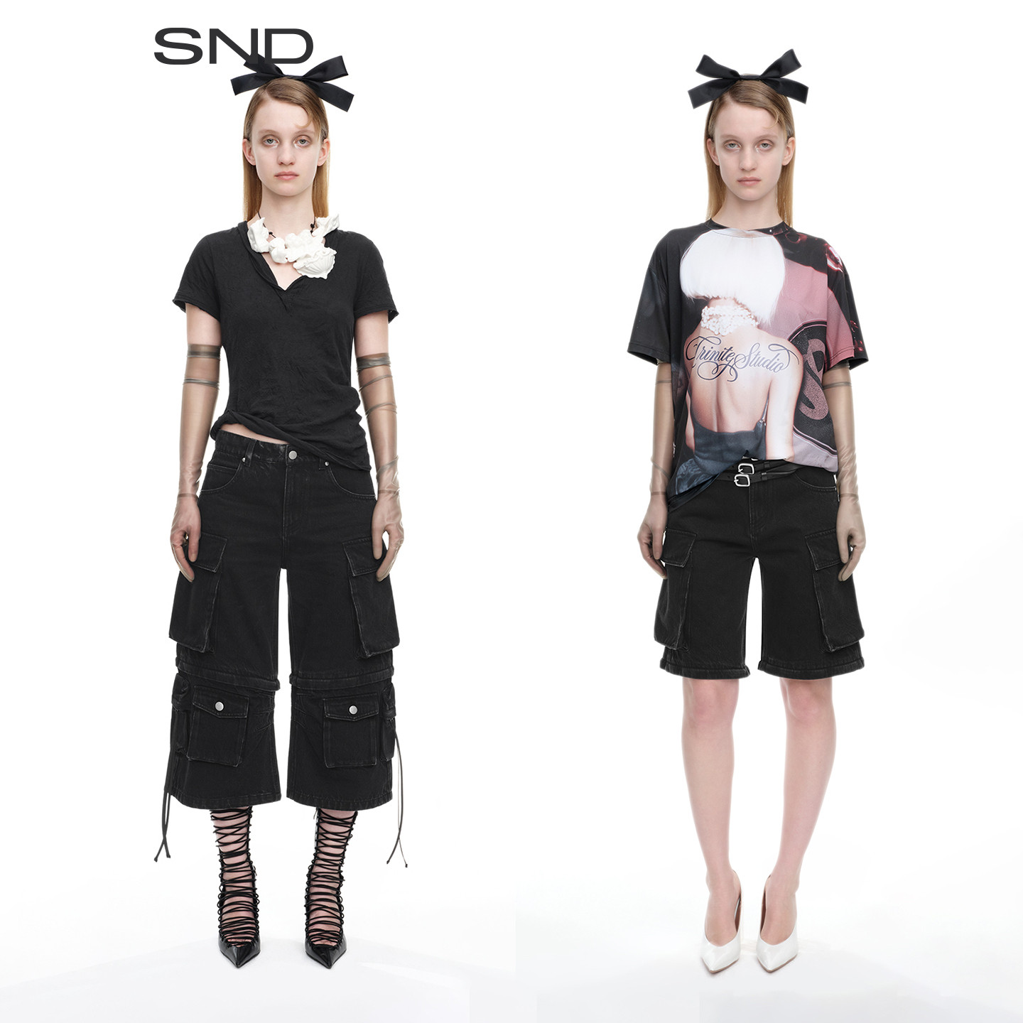 【TRINITE 设计师品牌】SND SS26 可拆卸双段式工装牛仔短裤女款