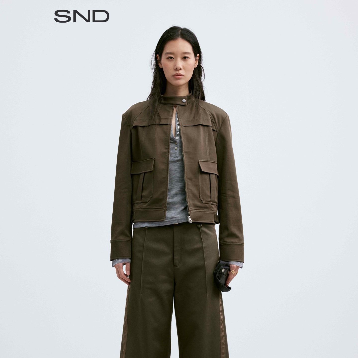 【MEDIUM WELL 设计师品牌】SND PF26 插肩袖口袋短夹克女款图片