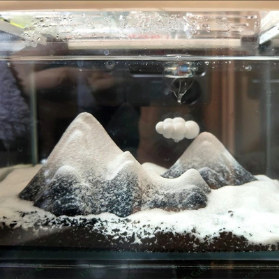 水族世界 造景/玻璃鱼缸造景微景观泰国斗鱼雪山陶瓷山雪景氛围感