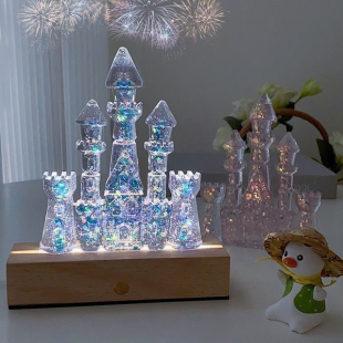 鱼缸 夏天治愈清凉透湖蓝琉璃水晶石 造景 泰国斗鱼城堡 水族世界