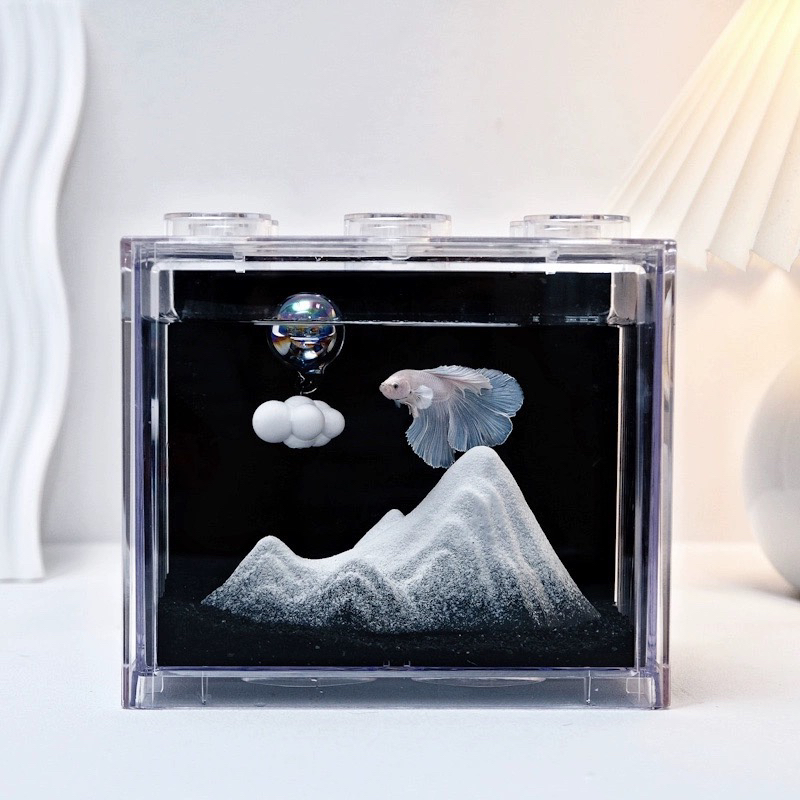 鱼缸造景微景观泰国斗鱼创意雪山陶瓷山小摆件装饰