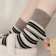 条纹羊毛袜子女中筒袜ins潮秋冬季 加厚加绒保暖羊绒袜冬天长筒袜