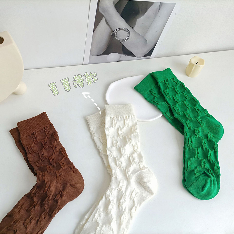黑色日系薄款冰冰袜白色堆堆袜