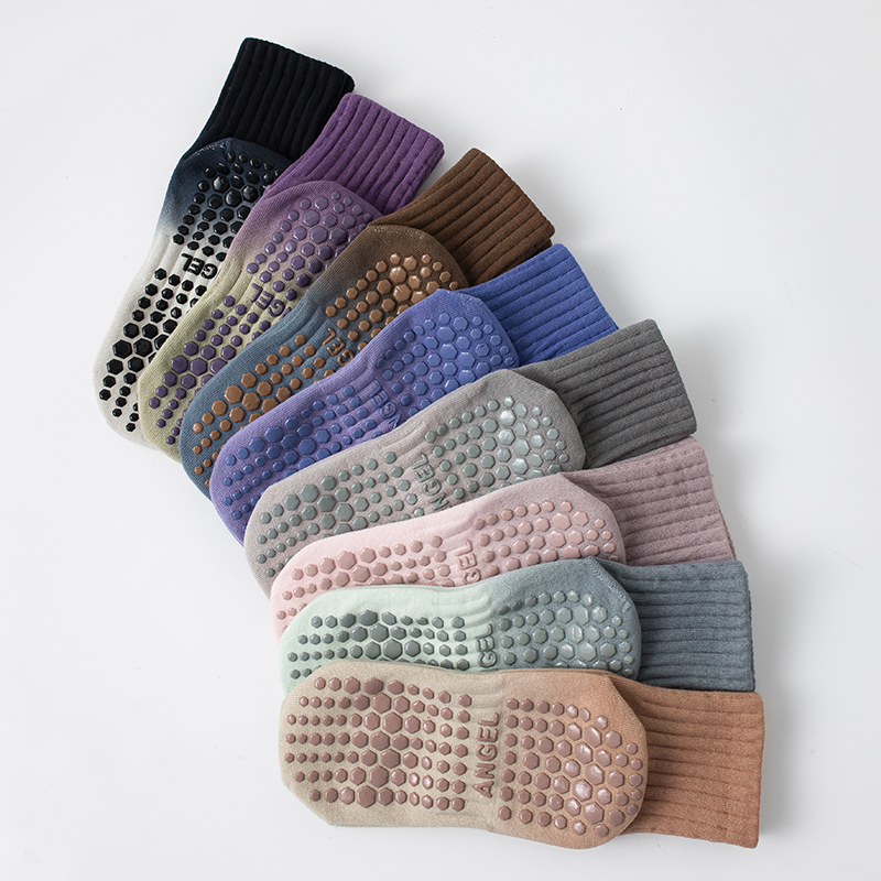 扎染渐变瑜伽袜子女纯棉中筒袜专业防滑运动普拉提健身室内地板袜