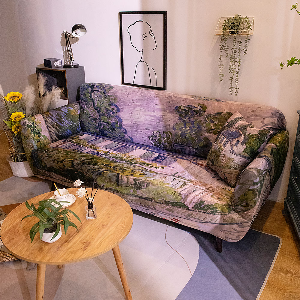 夏季凉感油画沙发套弹力全包沙发罩单双人客厅家用沙发防尘万能罩图片