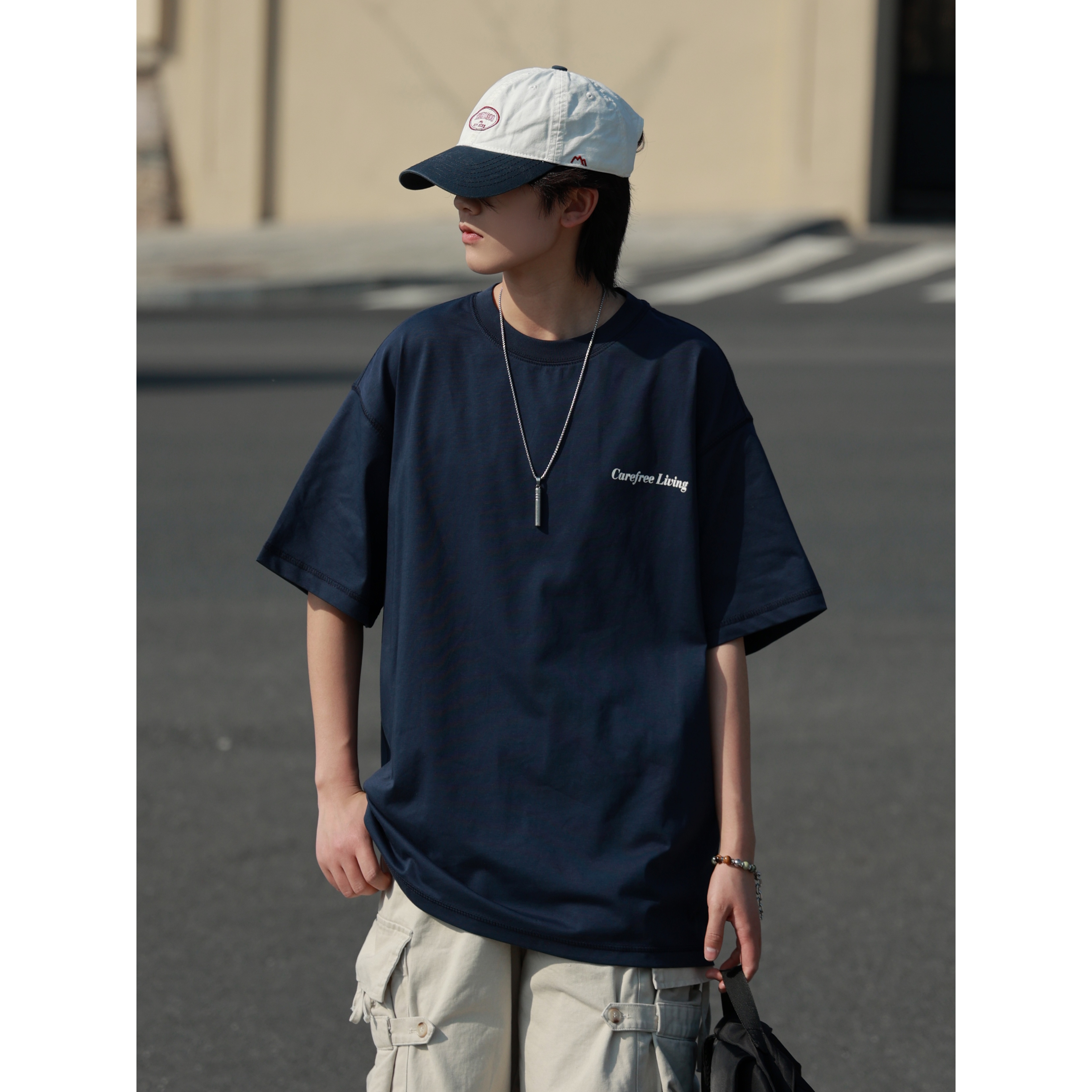 19otiwtt美式复古字母印花短袖T恤男女新款宽松百搭情侣简约上衣