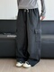 纯色秋冬加绒加厚宽松直筒休闲阔腿长裤 19otiwtt复古重磅工装 裤 子