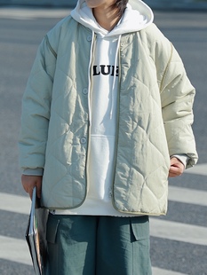 19otiwtt日系复古2023冬季 纯色保暖棉衣ins宽松休闲简约百搭外套