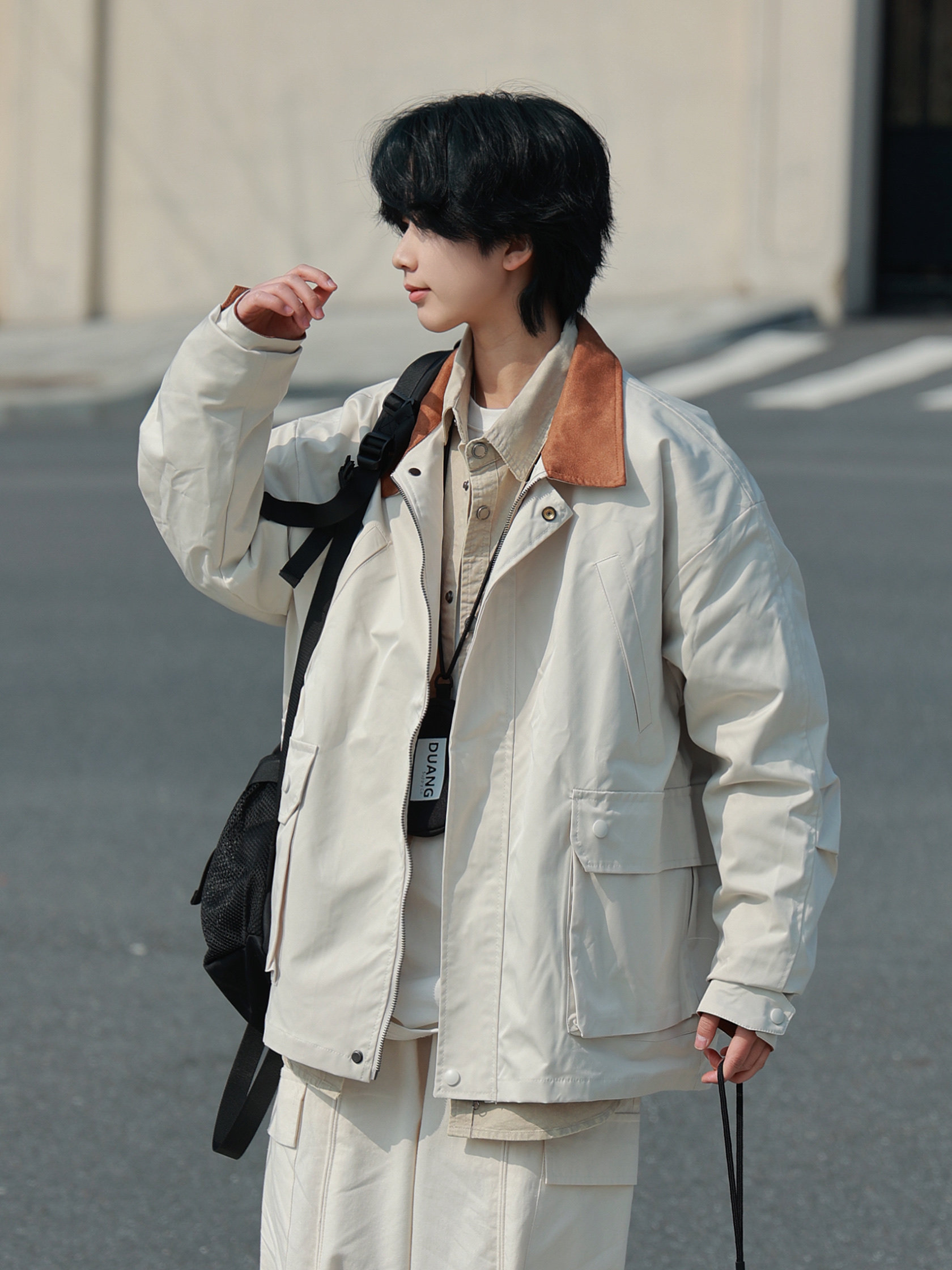 19 FREE  日系翻领撞色工装夹克男女休闲百搭外套ins潮牌宽松情侣,男装,夹克,淘宝优惠券,粉丝福利购,淘宝优惠卷