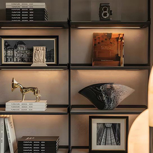 挂画轻奢样板房书架摆件装饰感摆件展示柜艺术款组合饰品书房高级