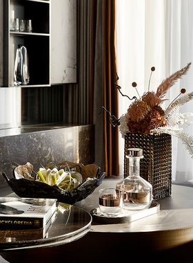 样板间软组合摆件酒具茶几金属中式展厅摆件装饰品新现代橱柜马果