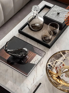 桌面鲸鱼大厅盒现代售楼处橱柜茶几装饰展厅装饰轻奢摆件托盘酒具