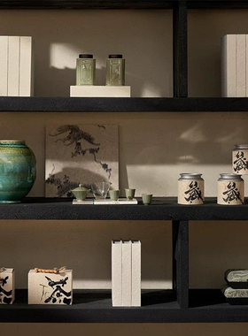 茶室中式样板间摆设收纳件