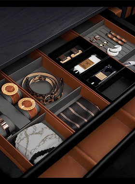 轻奢样板间衣帽间家居衣柜抽屉饰品搭配梳妆台收纳组合道具陈列