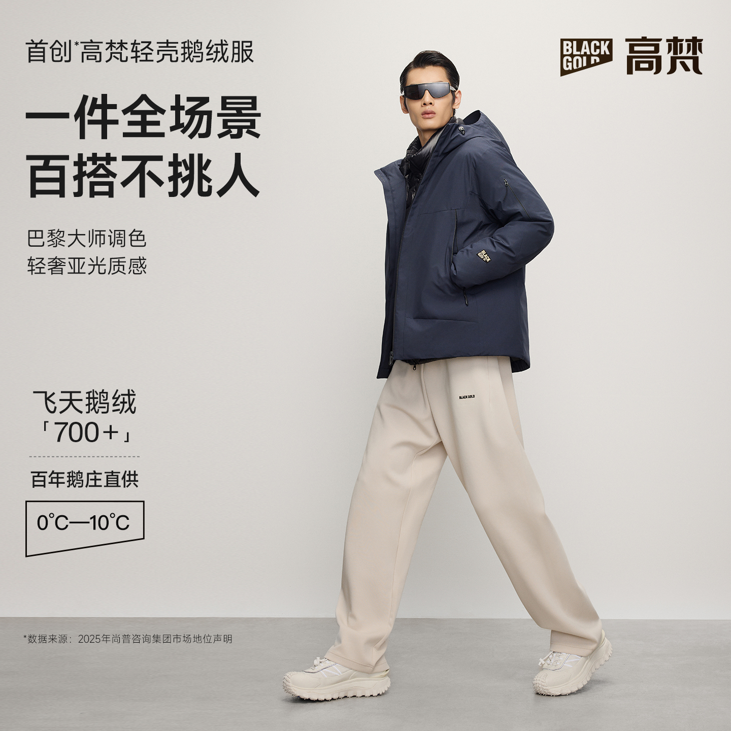黑金5.0轻壳鹅绒羽绒服