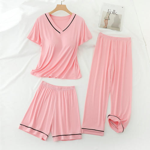 莫代尔带胸垫长短袖套装