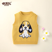 坎肩婴幼儿小童装 毛衣背心宝宝圆领马甲针织衫 纯棉无袖 清仓春秋季