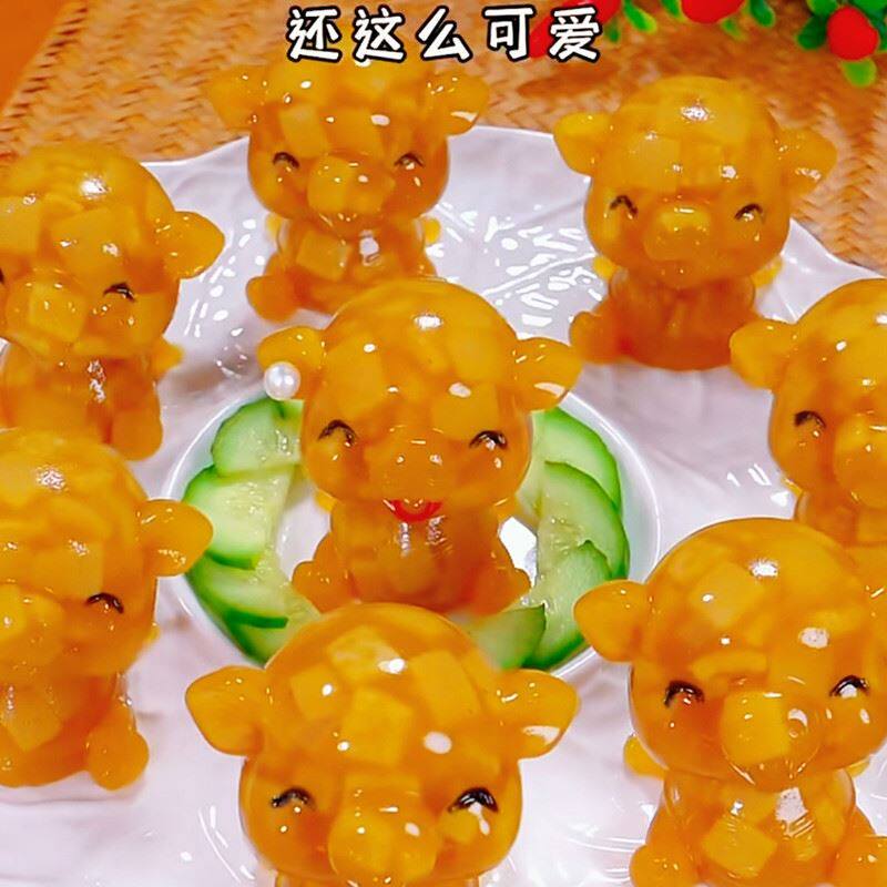 猪皮冻模具食品级硅胶小猪模型做肉皮冻熬皮3D立体慕斯磨具容器盒