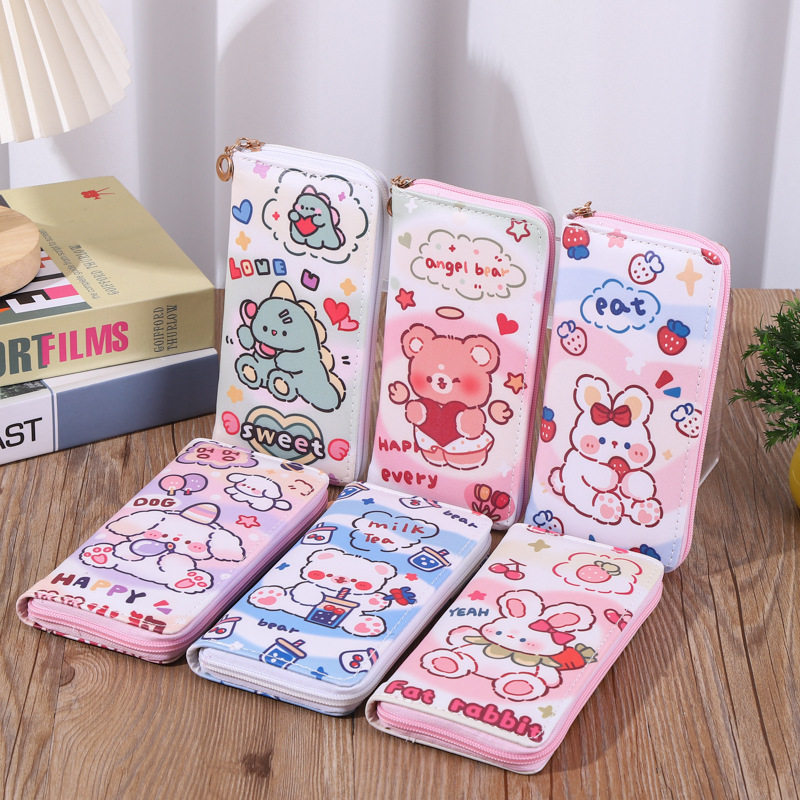 新款卡通女孩钱包多隔层手机包手拿包儿童零钱包可爱卡包女士钱包