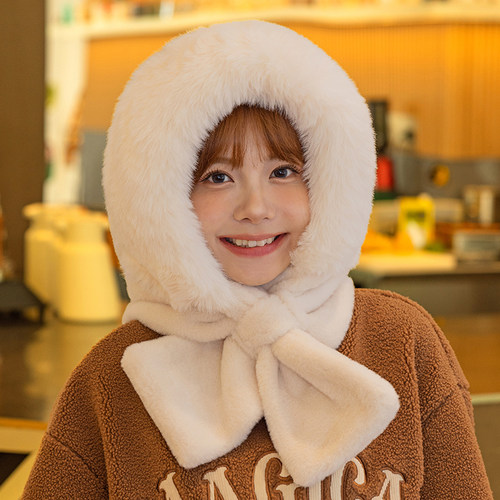 连帽围脖可爱百搭女冬季保暖帽子