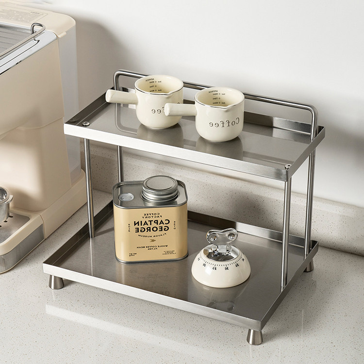 不锈钢马克咖啡杯水杯置物整理架香薰托盘桌面护肤品收纳盒双层架