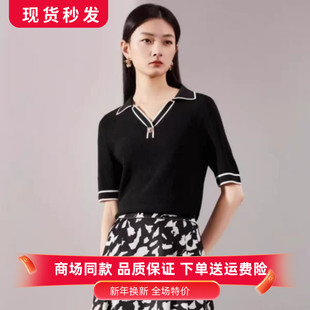 娜家商场同款2025年夏季新品时尚气质百搭减龄POLO针织衫上衣女