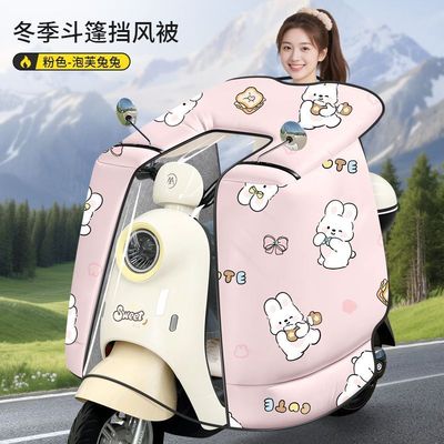 电动车挡风被冬季分体式电瓶摩托踏板保暖罩加绒加厚防水骑行护腿