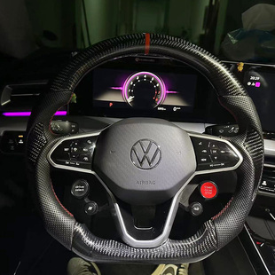 专用大众凌渡迈腾高尔夫7 LED真皮总成 GTI速腾CC碳纤维方向盘改装