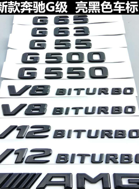 奔驰G级黑色车标G63 G65 G500改装AMG字标后尾标V8V12BITURBO侧标