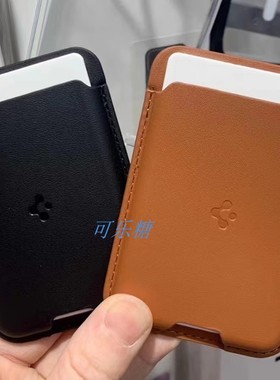 Spigen适用苹果iphone 17pro/16pro卡包官网MagSafe磁吸证件夹15pro皮革卡包吸附动画13超薄背夹13promax皮质