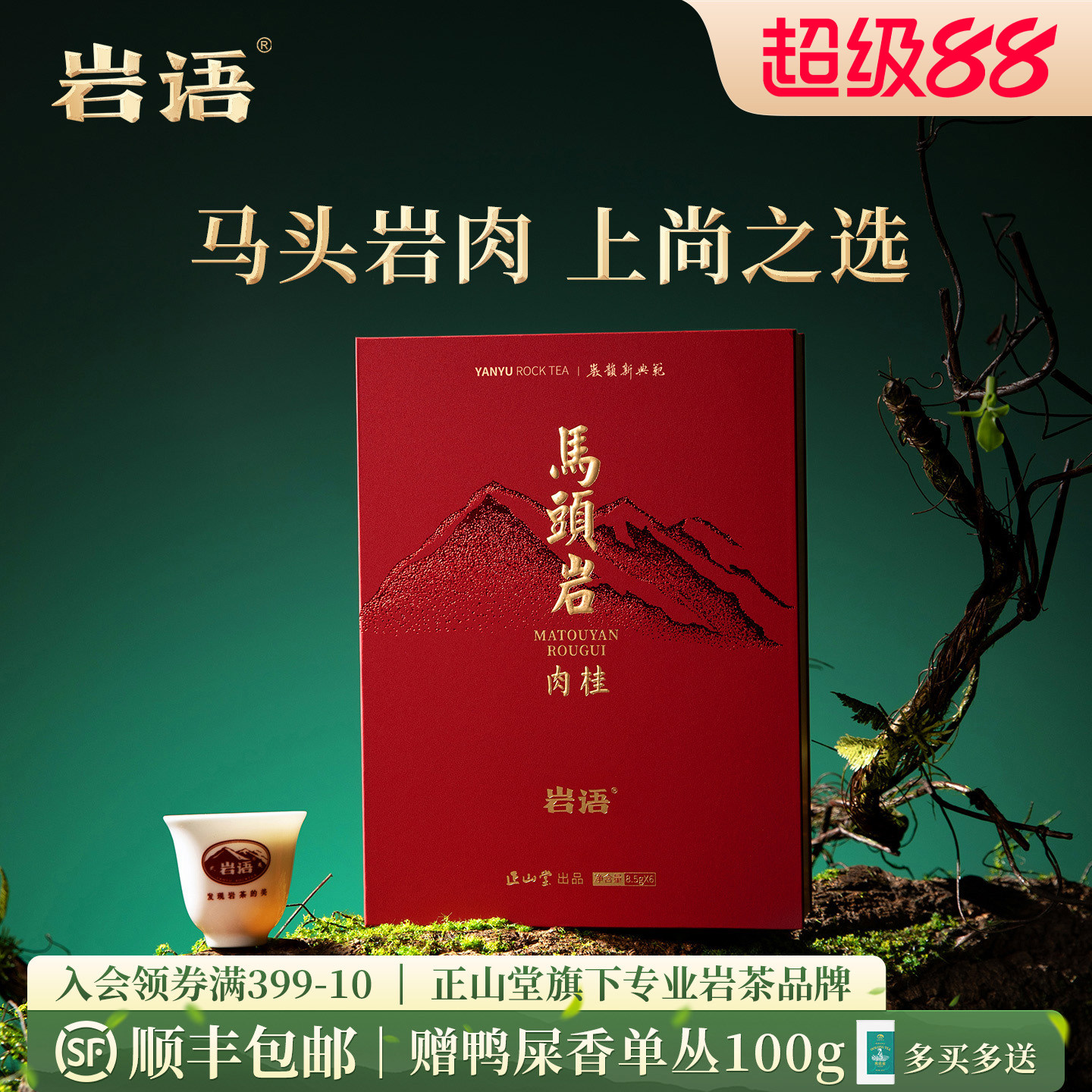 正山堂岩语鉴山马头岩肉桂茶叶礼盒装武夷山特级正岩茶叶送礼51g