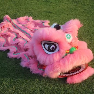 儿童塑料舞狮醒狮6寸9寸狮子头幼儿园粉色舞蹈套装单人摆件眨眼睛