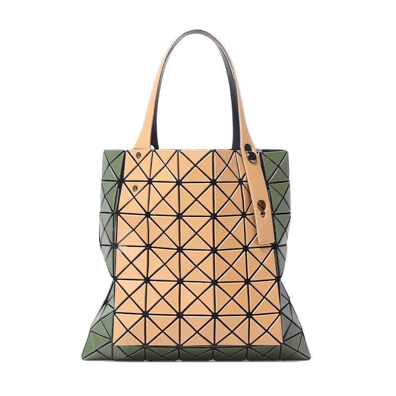 日本新款几何菱格单肩包时尚休闲撞色手提包个性百搭托特包格子包