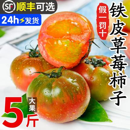 丹东草莓铁皮柿子5斤西红柿自然熟新鲜盘锦碱地生吃水果绿腚番茄3