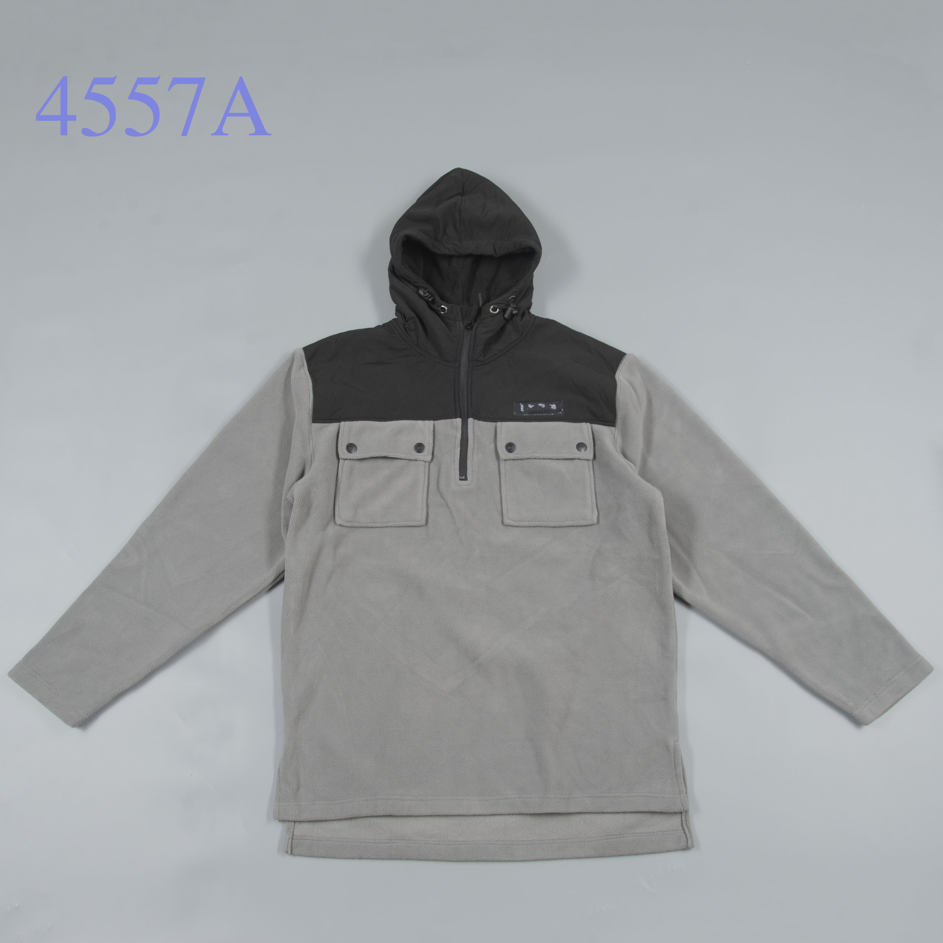 男装中长款连帽拉链套头抓绒衣