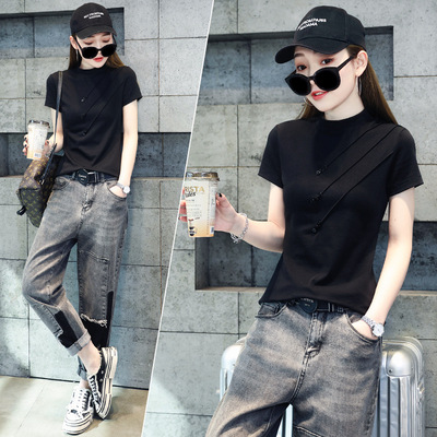 2025新款半高领短袖女T恤