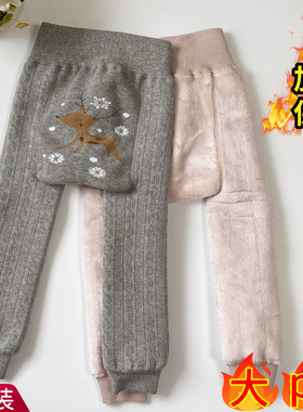 婴儿打底裤冬季白色不连脚大pp裤加绒加厚新生儿0-1岁3宝宝保暖裤